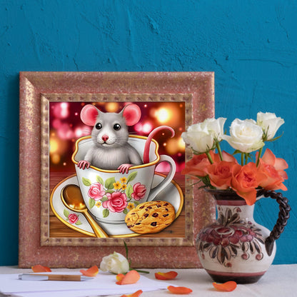 Mouse In Teacup - Full Square Drill Diamond Painting 30*30CM