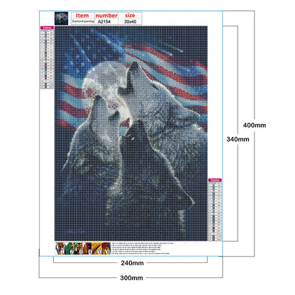 Mizi Flag Wolf - Full Round Drill Diamond Painting 30*40CM