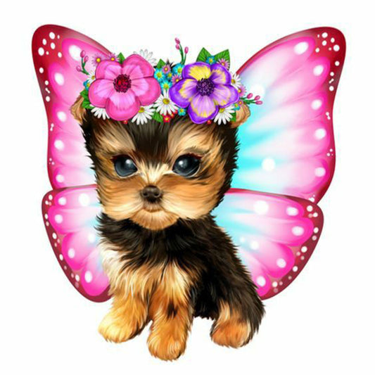 Butterfly Puppy - Full Round Drill Diamond Painting 30*30CM