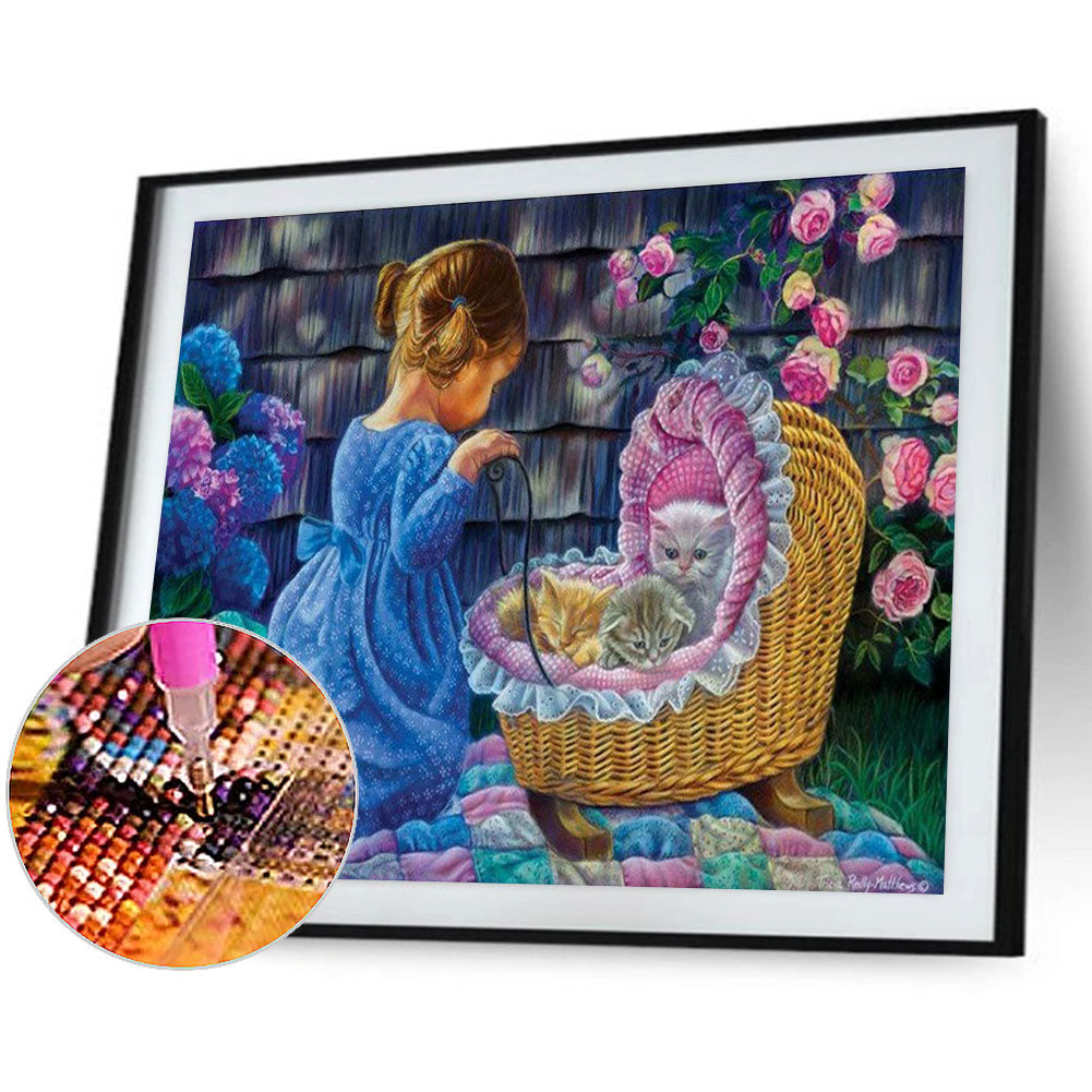 Cat Girl - Full Round Drill Diamond Painting 40*30CM