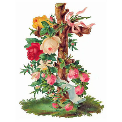 Flower Cross - Full Round Drill Diamond Painting 30*40CM