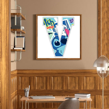 Stitch Alphabet - Full Round Drill Diamond Painting 30*30CM