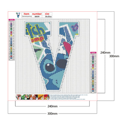 Stitch Alphabet - Full Round Drill Diamond Painting 30*30CM
