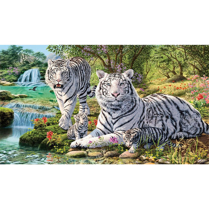 White Tiger - Full Round Drill Diamond Painting 70*40CM