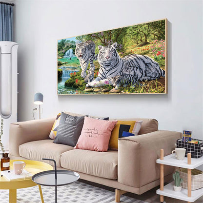 White Tiger - Full Round Drill Diamond Painting 70*40CM