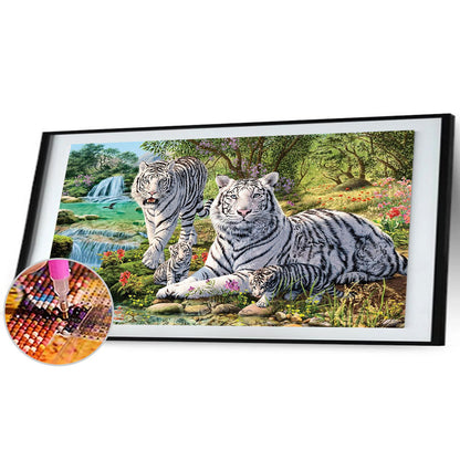 White Tiger - Full Round Drill Diamond Painting 70*40CM