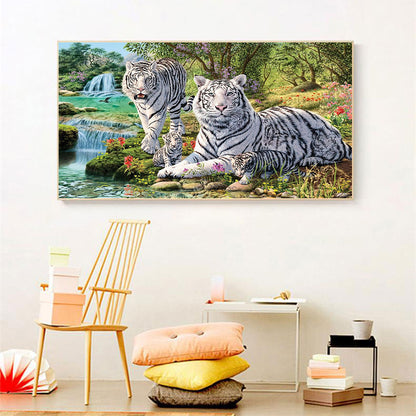 White Tiger - Full Round Drill Diamond Painting 70*40CM