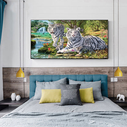 White Tiger - Full Round Drill Diamond Painting 70*40CM