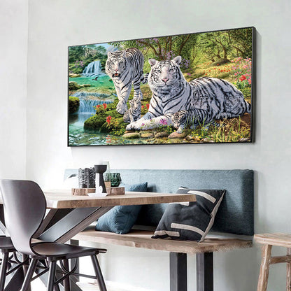 White Tiger - Full Round Drill Diamond Painting 70*40CM