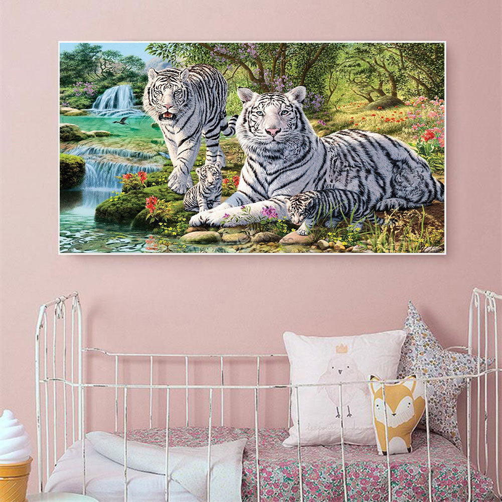 White Tiger - Full Round Drill Diamond Painting 70*40CM