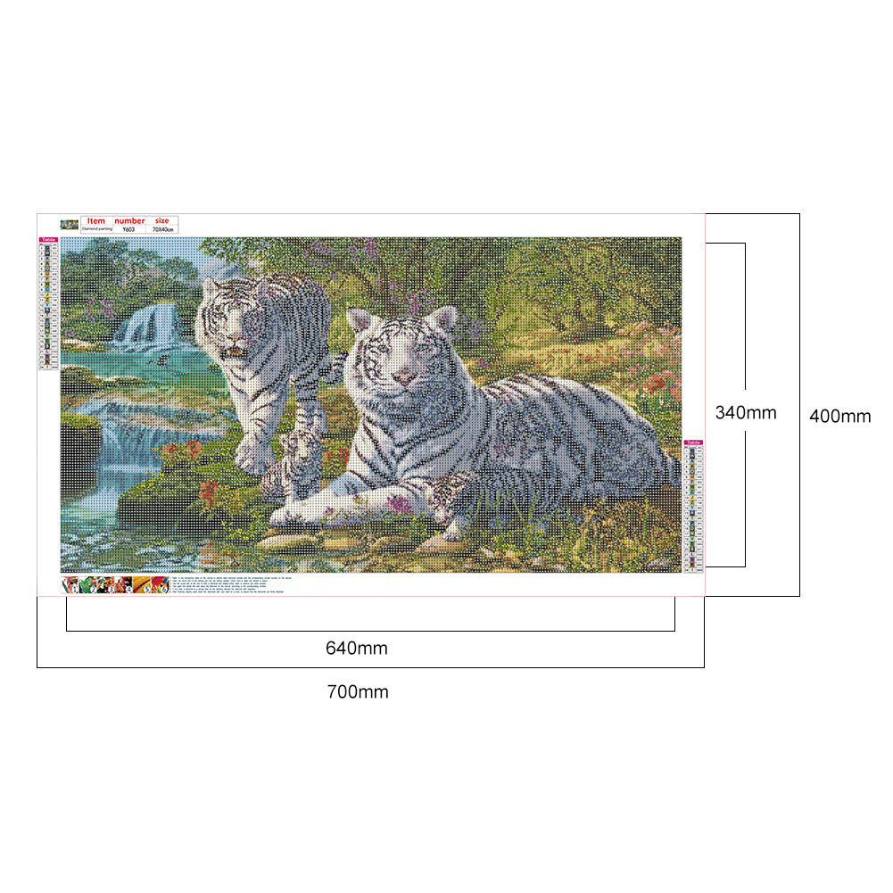 White Tiger - Full Round Drill Diamond Painting 70*40CM