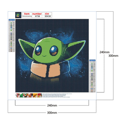 Yoda Cartoon - Full Round Drill Diamond Painting 30*30CM