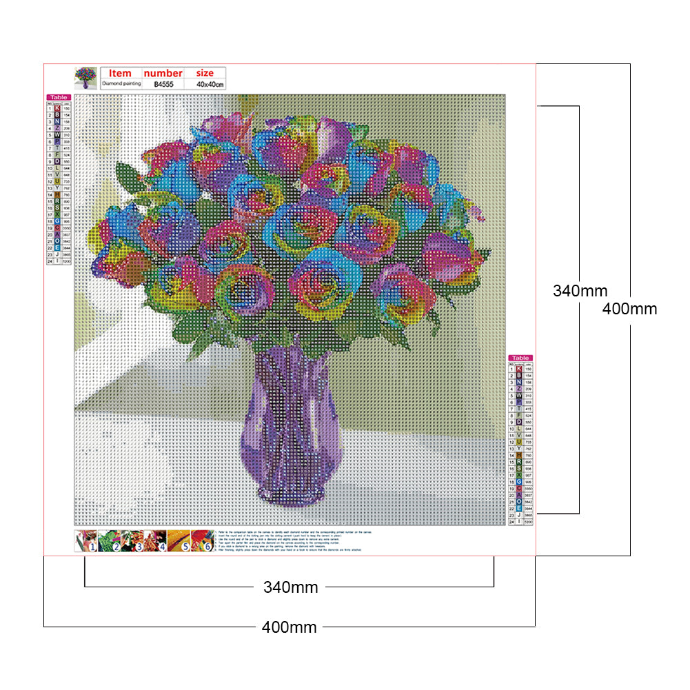 Colorful Roses - Full Round Drill Diamond Painting 40*40CM