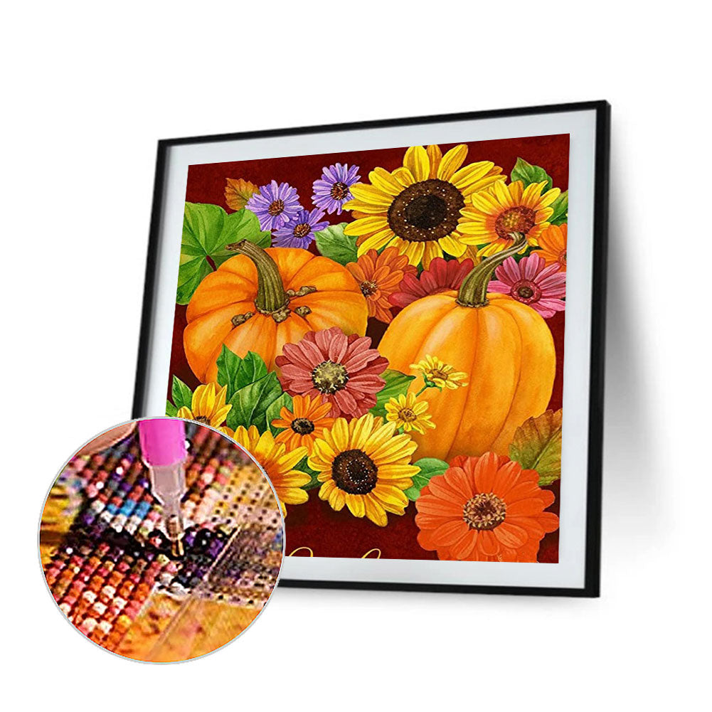 Pumpkin Sunflower - Full Round Drill Diamond Painting 40*40CM