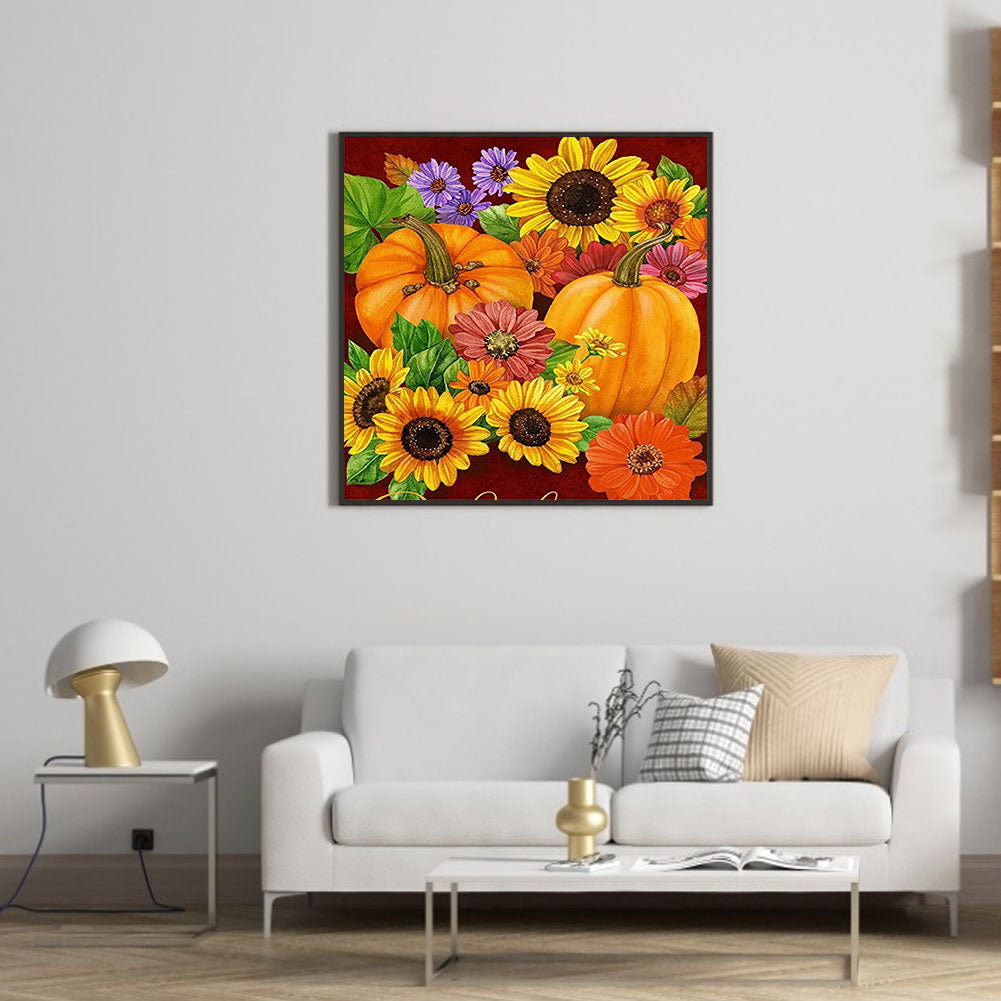 Pumpkin Sunflower - Full Round Drill Diamond Painting 40*40CM