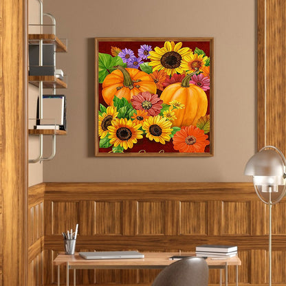 Pumpkin Sunflower - Full Round Drill Diamond Painting 40*40CM