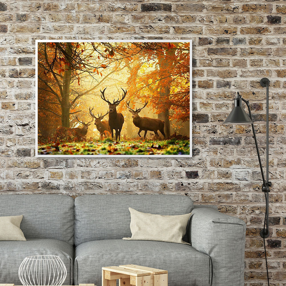 Deer In The Forest - Full Round Drill Diamond Painting 40*30CM