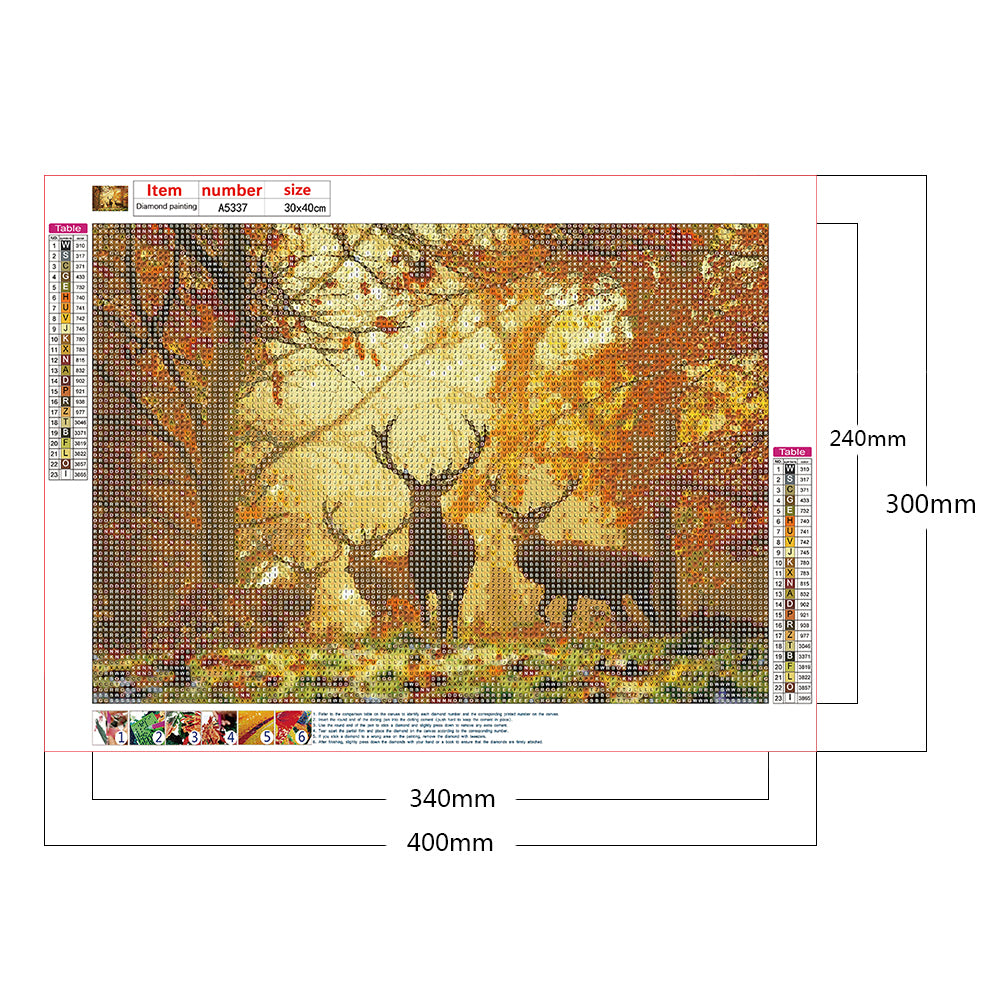 Deer In The Forest - Full Round Drill Diamond Painting 40*30CM