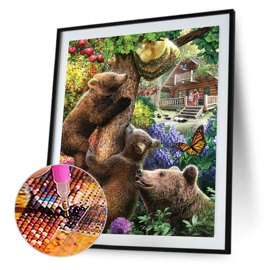 Forest Black Bear - Full Round Drill Diamond Painting 30*40CM