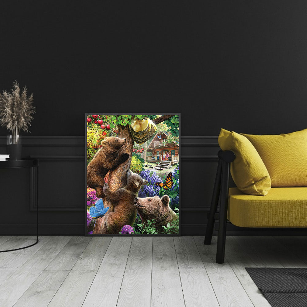 Forest Black Bear - Full Round Drill Diamond Painting 30*40CM