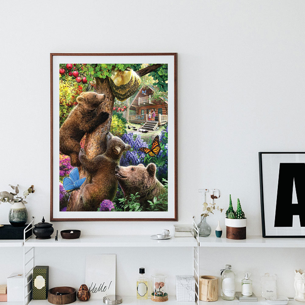 Forest Black Bear - Full Round Drill Diamond Painting 30*40CM