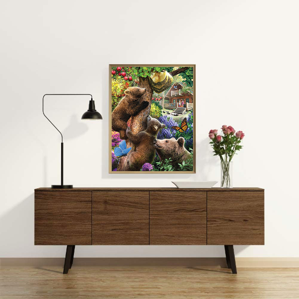 Forest Black Bear - Full Round Drill Diamond Painting 30*40CM