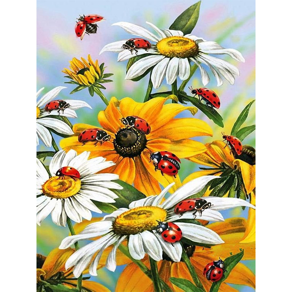 Daisy Ladybug - Full Round Drill Diamond Painting 30*40CM