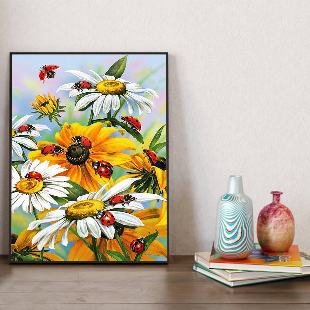 Daisy Ladybug - Full Round Drill Diamond Painting 30*40CM