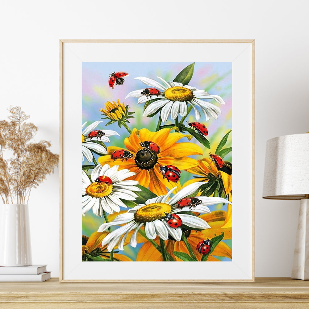 Daisy Ladybug - Full Round Drill Diamond Painting 30*40CM