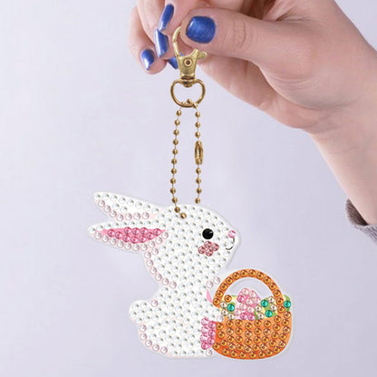 5D Diamond Painting Keyring Kits DIY Cartoon Animal Keychain Bag Pendant