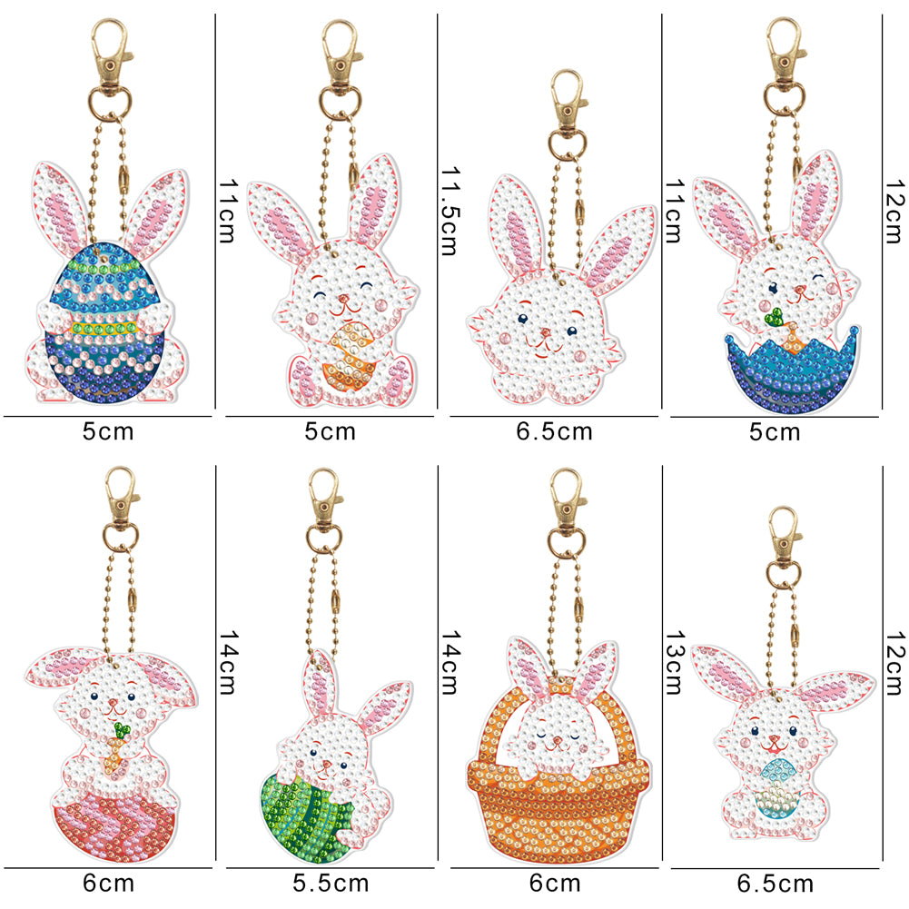 5D Diamond Painting Keyring Kits DIY Cartoon Animal Keychain Bag Pendant