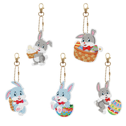 5D Diamond Painting Keyring Kits DIY Cartoon Animal Keychain Bag Pendant