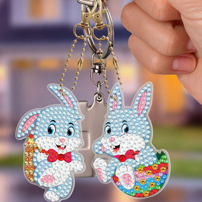 5D Diamond Painting Keyring Kits DIY Cartoon Animal Keychain Bag Pendant