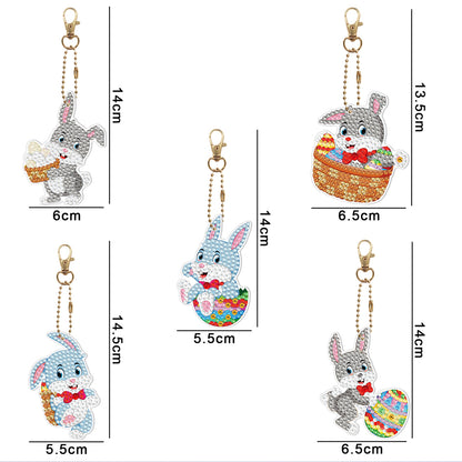 5D Diamond Painting Keyring Kits DIY Cartoon Animal Keychain Bag Pendant