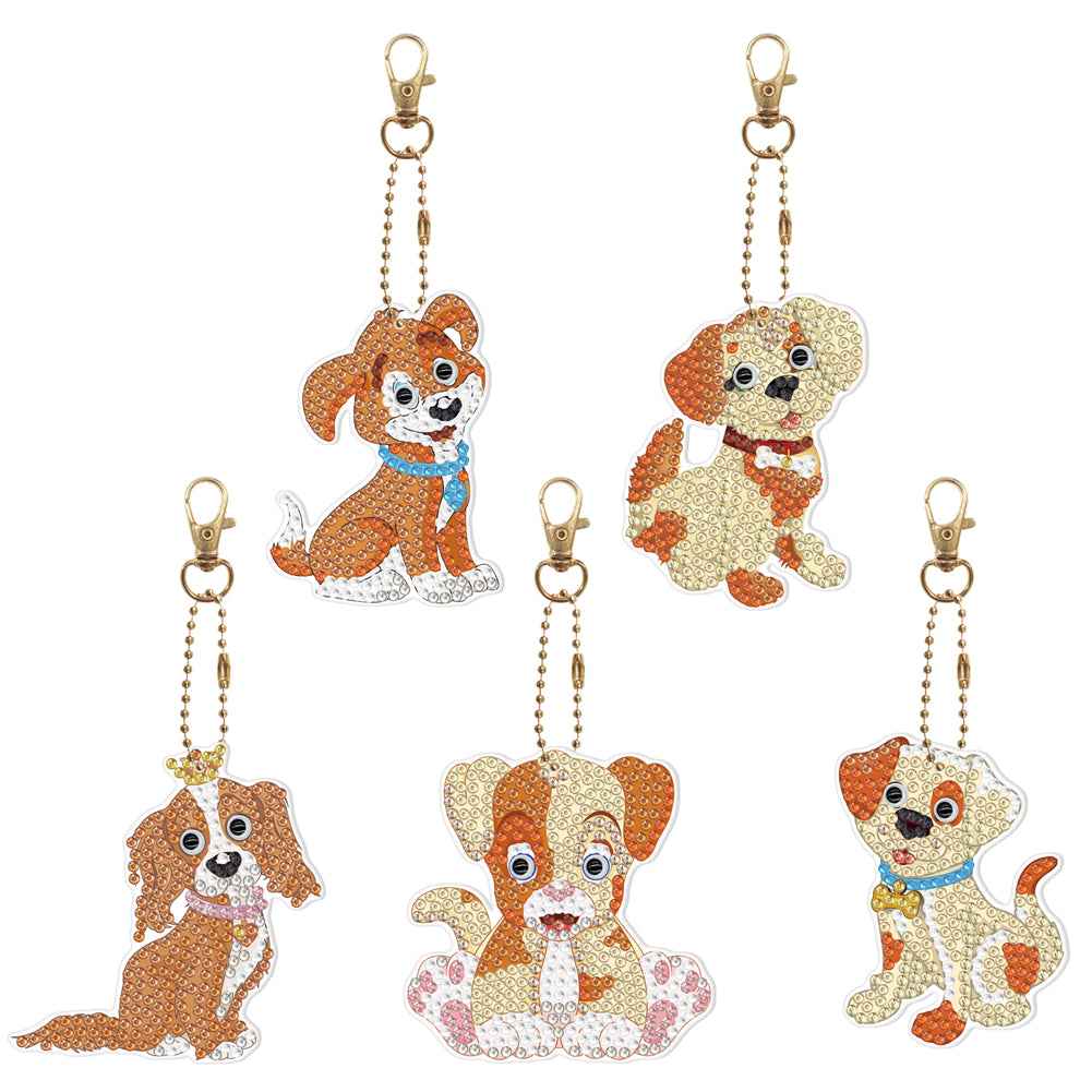 5D Diamond Painting Keyring Kits DIY Cartoon Animal Keychain Bag Pendant