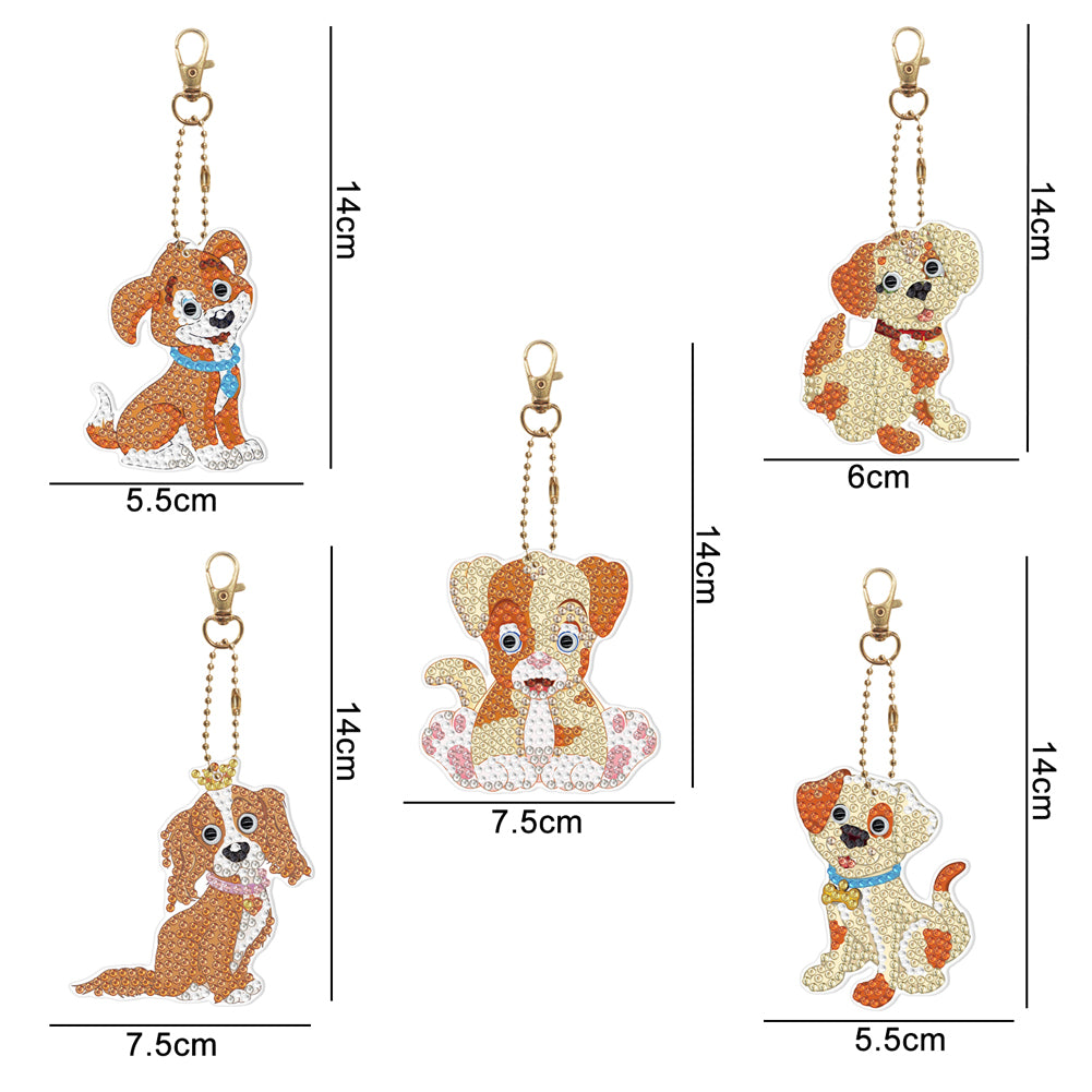 5D Diamond Painting Keyring Kits DIY Cartoon Animal Keychain Bag Pendant