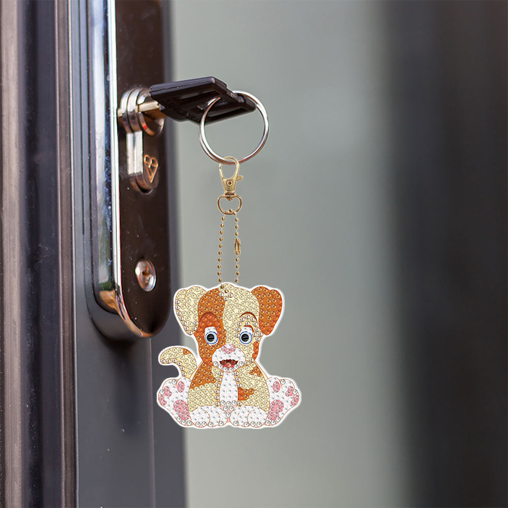 5D Diamond Painting Keyring Kits DIY Cartoon Animal Keychain Bag Pendant