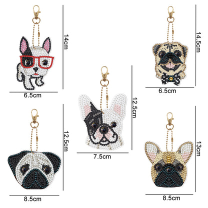 5D Diamond Painting Keyring Kits DIY Cartoon Animal Keychain Bag Pendant