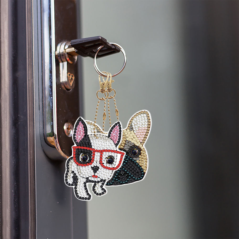 5D Diamond Painting Keyring Kits DIY Cartoon Animal Keychain Bag Pendant