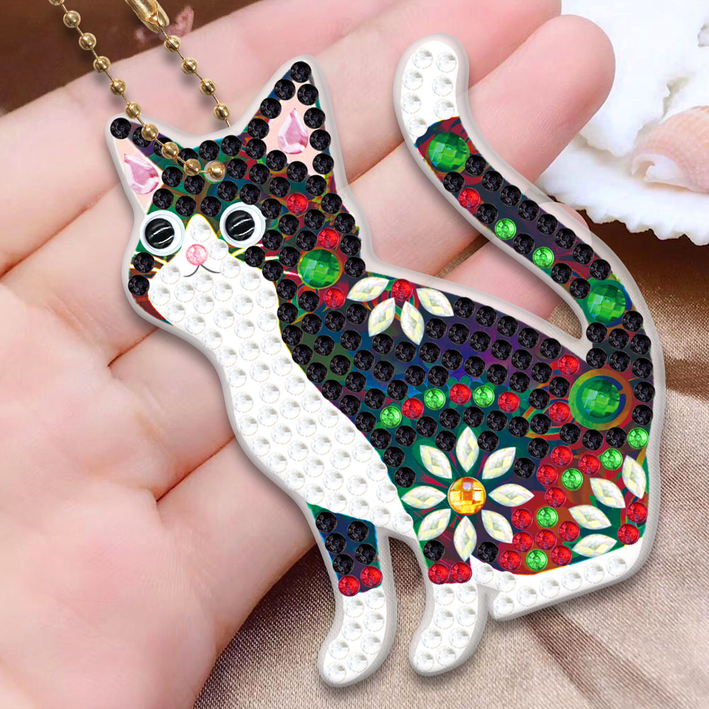 5D Diamond Painting Keyring Kits DIY Cartoon Animal Keychain Bag Pendant