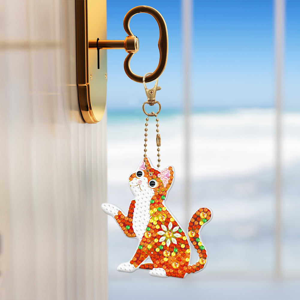 5D Diamond Painting Keyring Kits DIY Cartoon Animal Keychain Bag Pendant