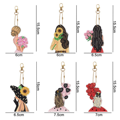 5D Diamond Painting Keyring Kits DIY Cartoon Animal Keychain Bag Pendant
