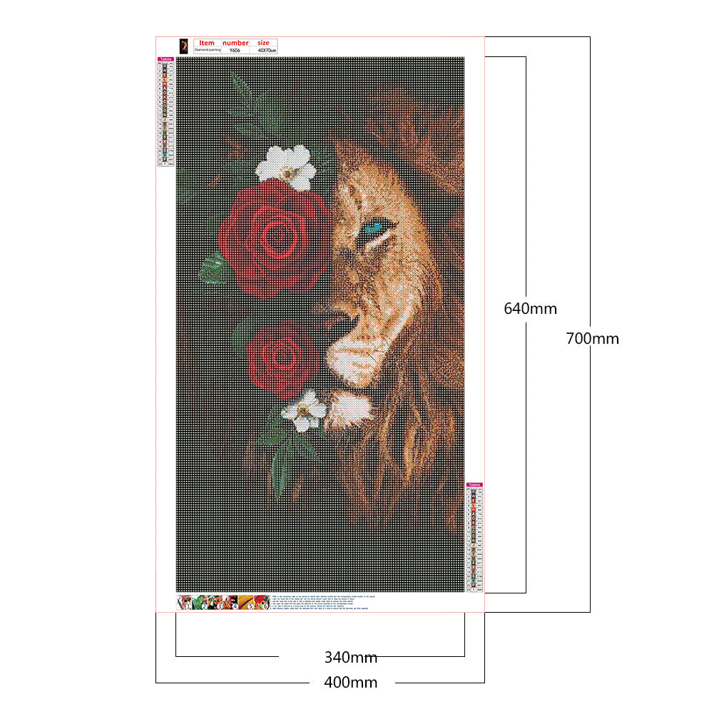 Flower Lion - Full Round Drill Diamond Painting 40*70CM