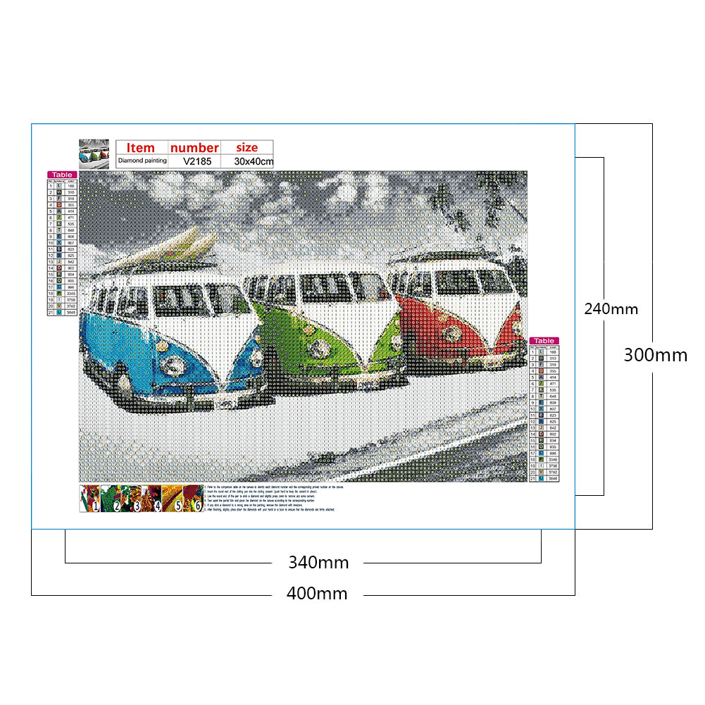 Beach Bus - Full Round Drill Diamond Painting 40*30CM