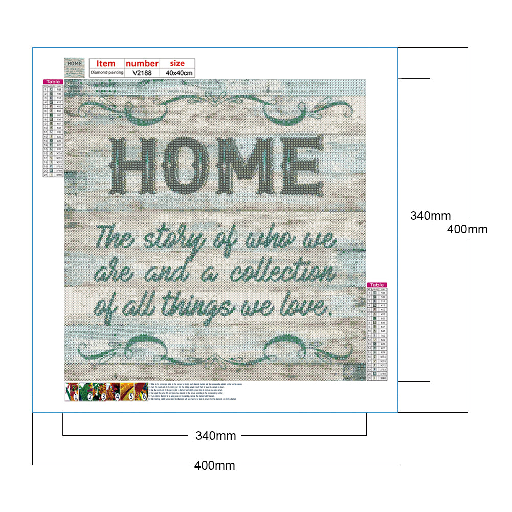 English Calligraphy And Painting - Full Round Drill Diamond Painting 40*40CM