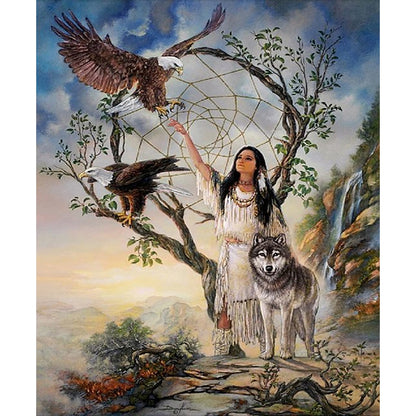 Girl And Wolf - Full Square Drill Diamond Painting 50*60CM