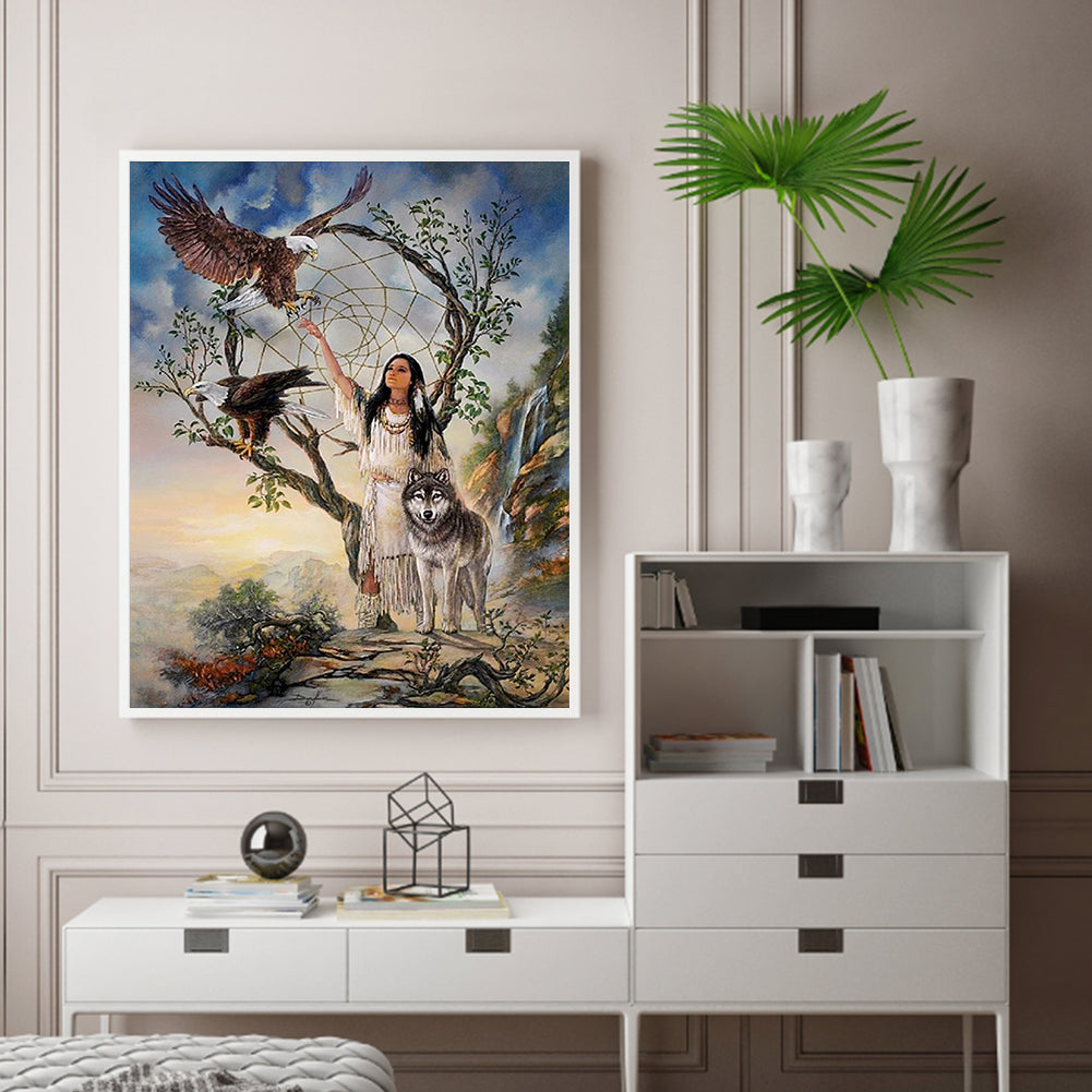 Girl And Wolf - Full Square Drill Diamond Painting 50*60CM