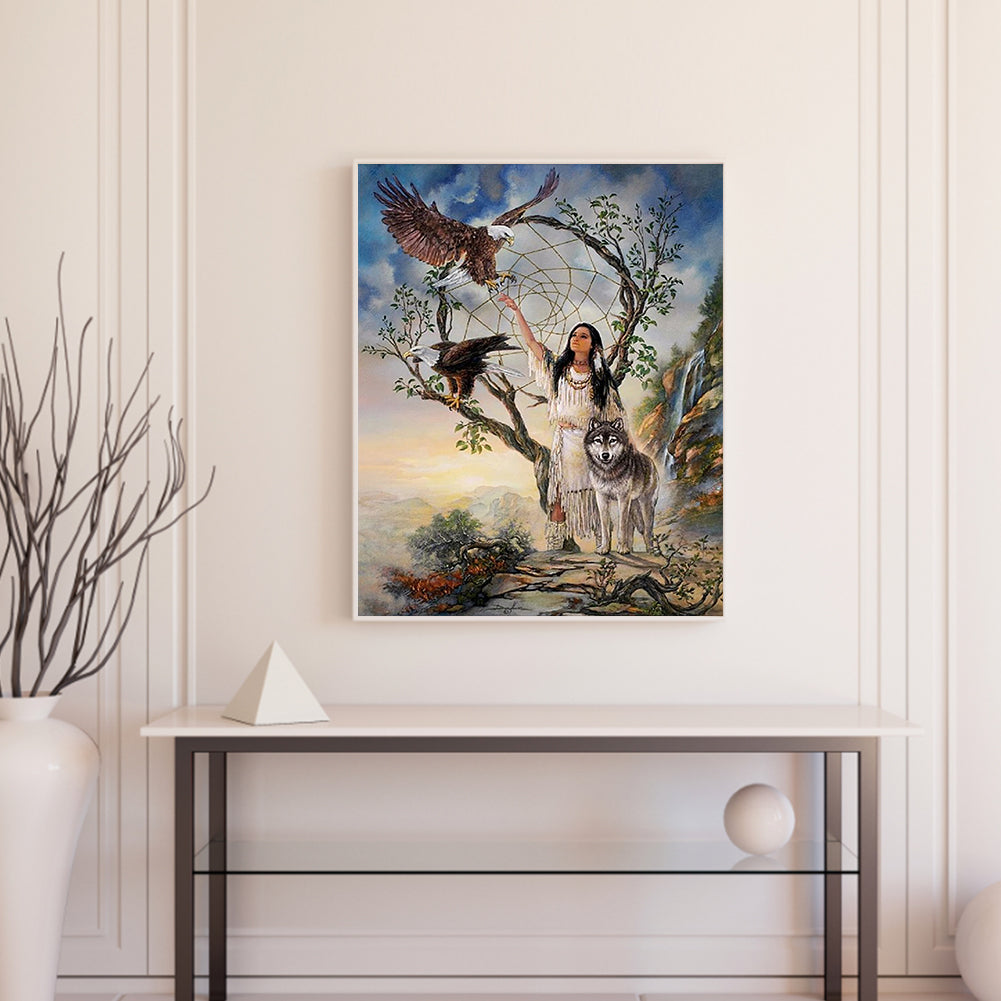 Girl And Wolf - Full Square Drill Diamond Painting 50*60CM