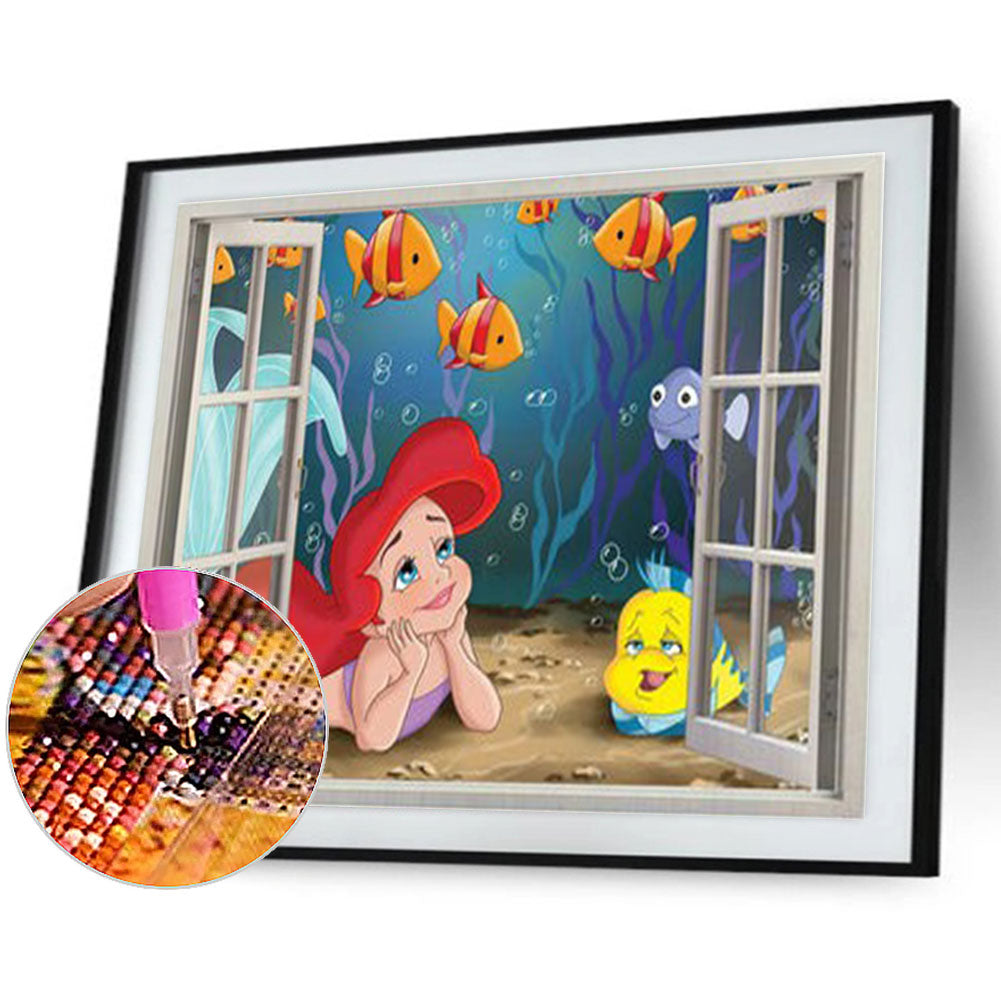 Clownfish Outside The Window - Full Round Drill Diamond Painting 40*30CM