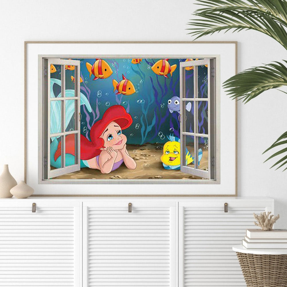 Clownfish Outside The Window - Full Round Drill Diamond Painting 40*30CM